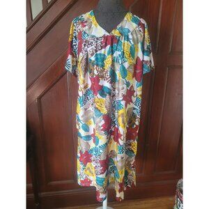 Anthony Richards Short Sleeve Floral Print Nightgown Multicolor 100% Polyester W